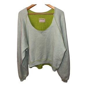 We The Free People Midnight Pale Green Sweatshirt Pullover L